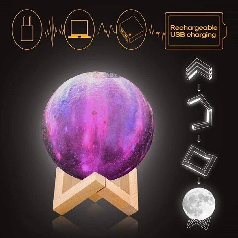 3D 2 in 1 LED Printed Moon Lamp & Aroma Diffuser